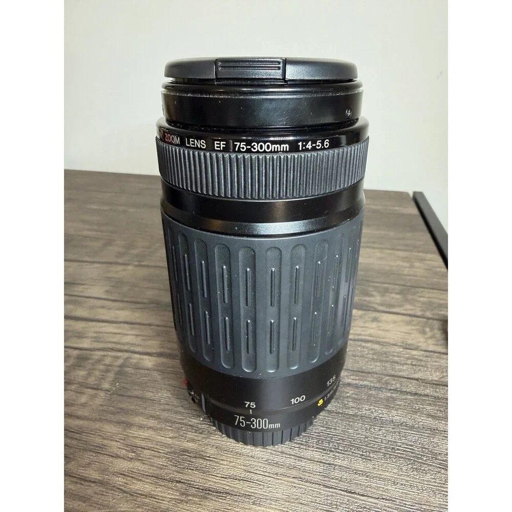 Canon Zoom Lens EF 75-300mm 1:4-5.6 Telephoto W/Caps- For Canon EOS Cameras- EUC